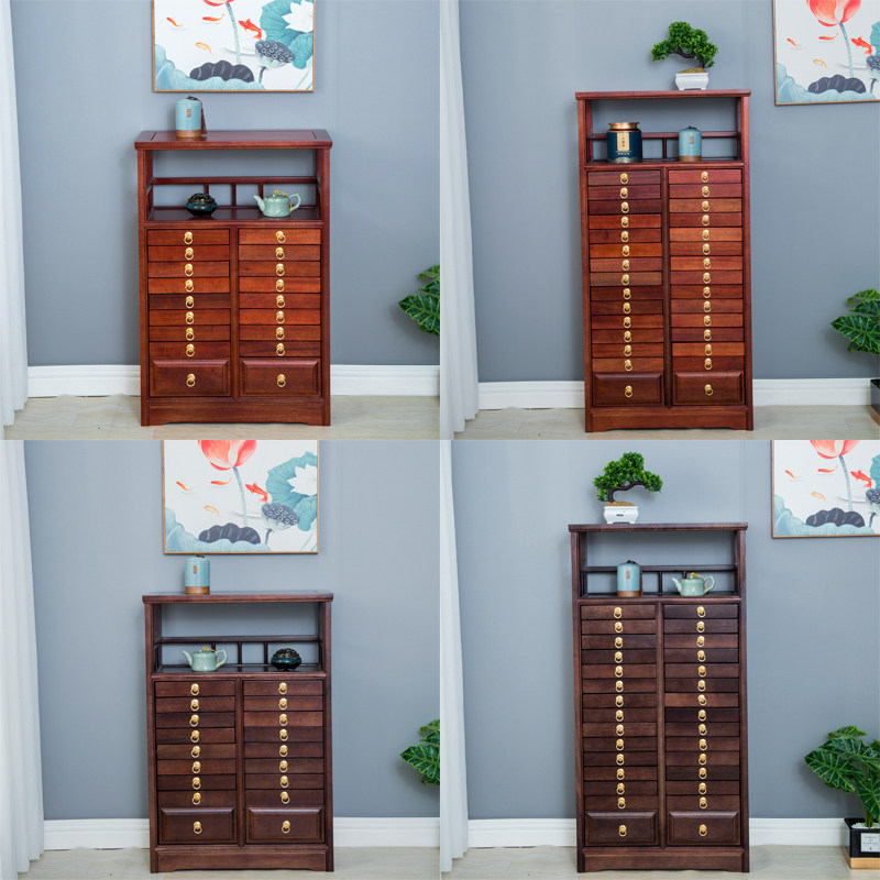 Sommj Pu-yu tea cabinet household multi-layer drawer teacake cabinet for pear wood storage cabinet walnut display frame