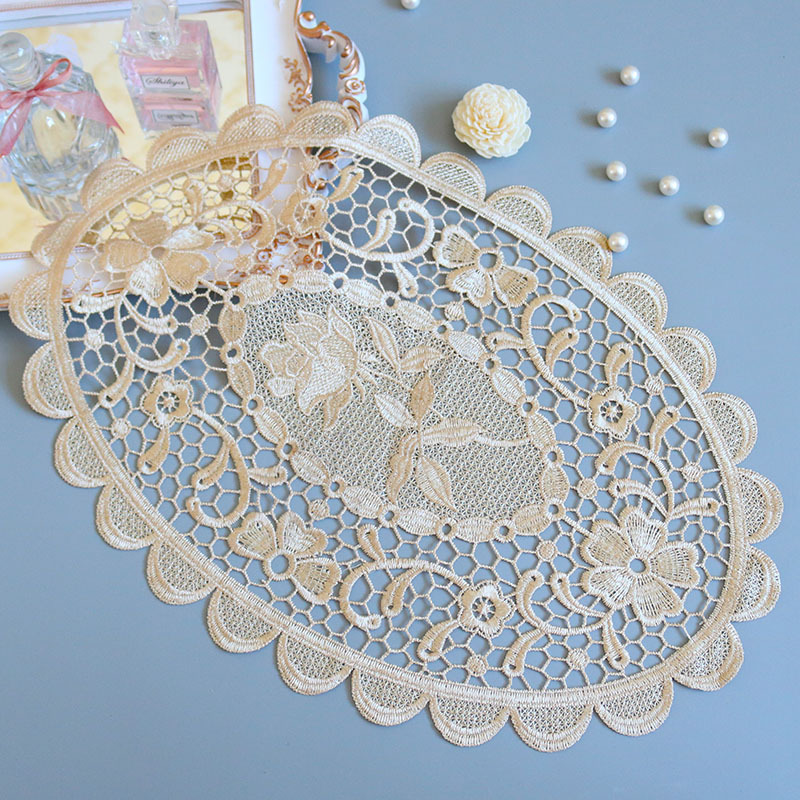 American-Style Light Luxury Lace Placemats, Table Mats, Living Room Coffee Table Mats, Oval Bedside Table Lamp Vase Mats, Coffee Cup Mats American-Style Light Luxury Lace Placemats, Table Mats, Living Room Coffee Table Mats, Oval Bedside Table Lamp Vase Mats, Coffee Cup Mats