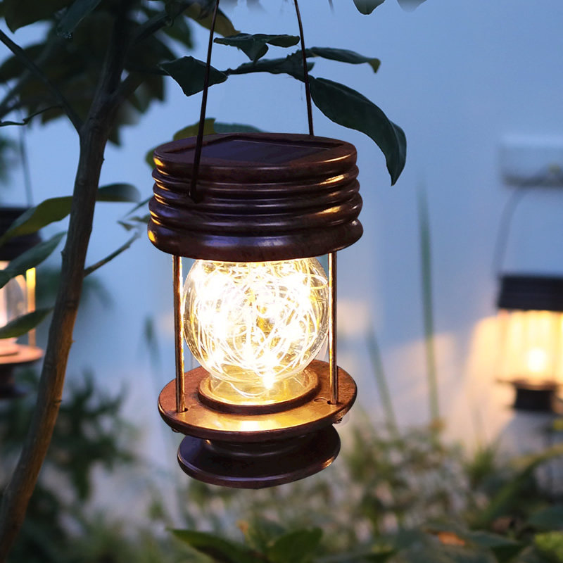 Solar Hanging Lamp Decoration Outdoor Courtyard Lamp Retro Coal Oil Lamp Hanging Tree Terrace Garden Arrangement Small Night Stars Light