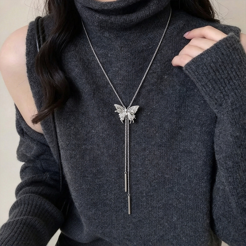 Adjustable Three-Dimensional Butterfly Long Tassel Necklace, Niche Design Choker, Clavicle Chain, Sweater Chain, Waist Chain, Belt Accessory Adjustable Three-Dimensional Butterfly Long Tassel Necklace, Niche Design Choker, Clavicle Chain, Sweater Chain, Waist Chain, Belt Accessory