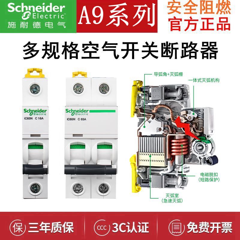 Schneider Air Switch 1P Small Circuit Breaker 4P Home 3P Empty Open 2P40 Amp 63 Without Leakage Protector