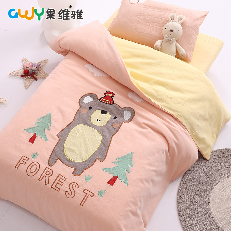 Children's kindergarten quilt three-piece set nap washed cotton class A pure cotton quilt cover cotton baby into the kindergarten six-piece set