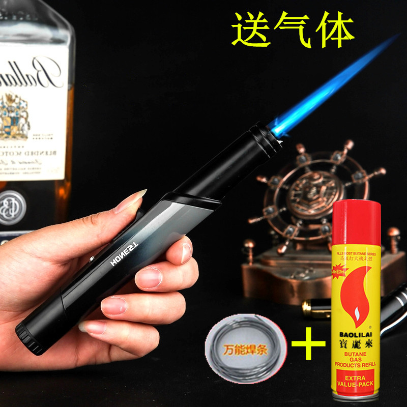 Creative personality written test inflatable lighter windproof straight to high temperature outdoor portable flamethrower large welding gun