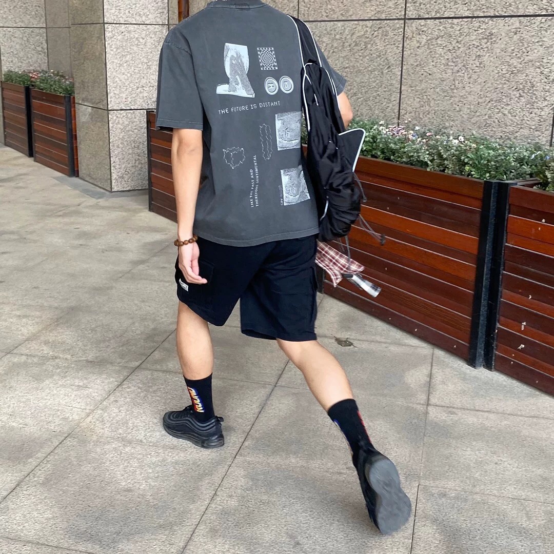 LIFE CAVEMBPT C E Tee 20SS green hills qualification 3M reflective washed with short sleeve T-shirt tide cards