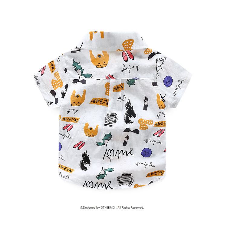 Quần áo bé trai sơ mi hoa cotton ngắn tay 2019 mùa hè mới phiên bản Hàn Quốc của áo sơ mi nữ trẻ em đi biển - Áo sơ mi áo sơ mi bé trai mùa đông