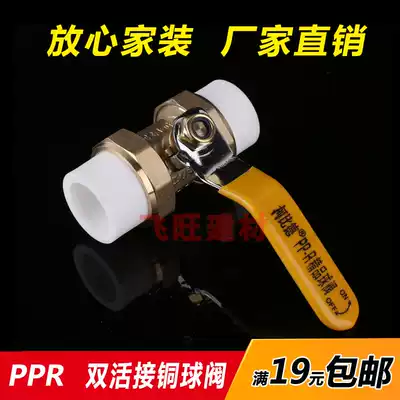 PPR double valve copper ball valve ppr water pipe fittings switch joint Hot Melt 4 minutes 20 6 minutes 25 32