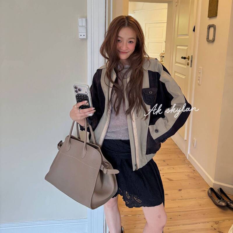 Ak Skylan Autumn New Niche Distressed Color-Blocked Workwear Jacket Loose Jacket Top 60910 Ak Skylan Autumn New Niche Distressed Color-Blocked Workwear Jacket Loose Jacket Top 60910
