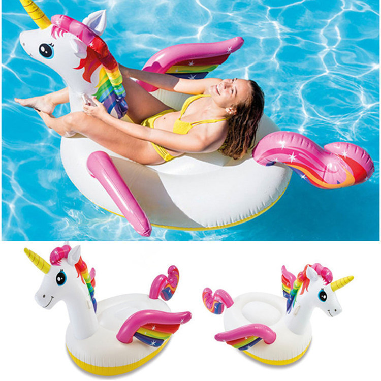 INTEX water inflatable toy for riding a unicorn floating bed floating-bed chair to increase the thickening of the flamingo swimming ring