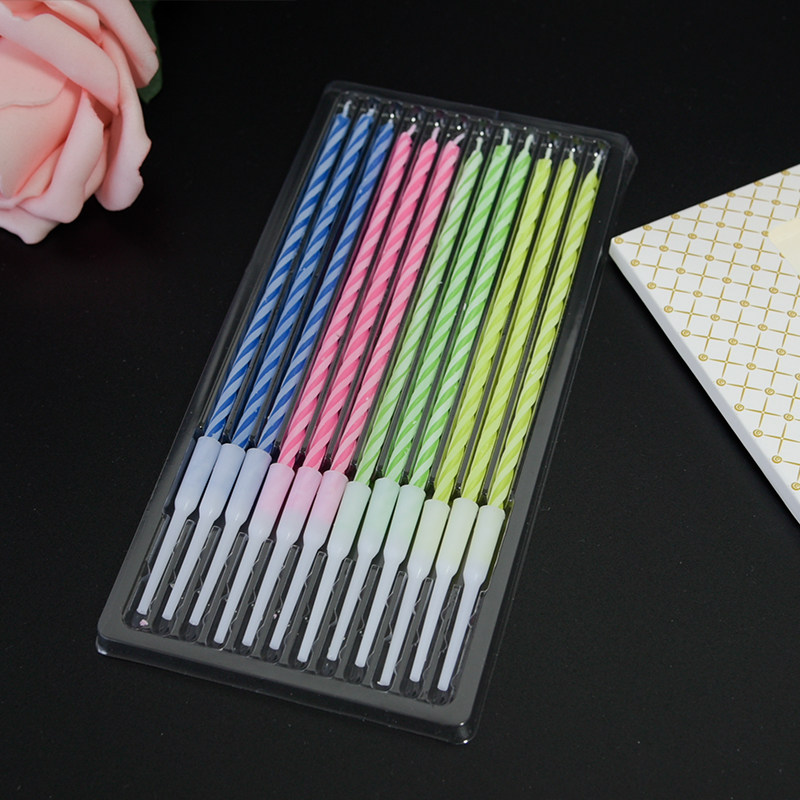 Colorful thread birthday candle net red creative candle color slender candle box of 12 romantic adults