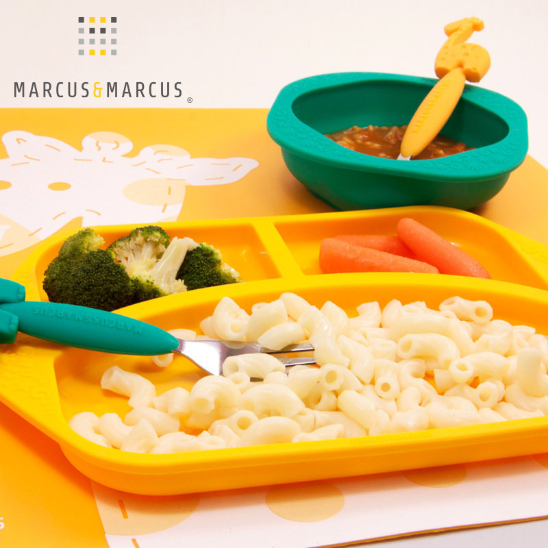 Canadian Marcus MARCUS baby boy silicone Silicone Sub dinner plate Anti-slip anti-burn baby learn cutlery-Taobao