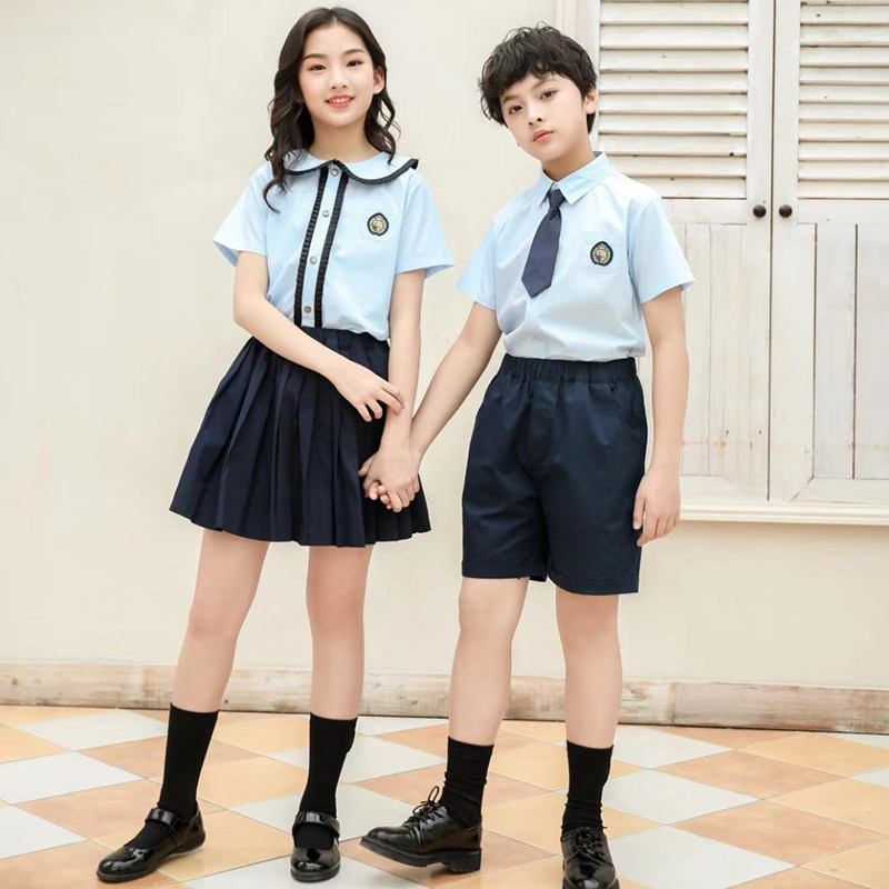 Primary school uniform suit Britannican wind 56th grade boys and girls class suit summer clothing show clothing