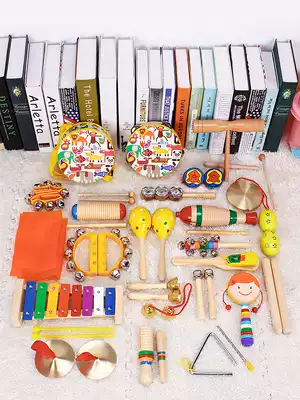 ORF Percussion combination Hand beat drum Wooden sand hammer Rattle Early childhood education music area corner toy gift