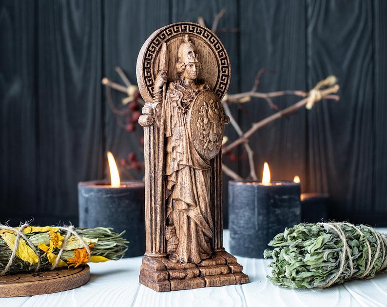 神秘学收藏~进口手工雅典娜女神雕像 希腊战争和胜利女神智慧知识家居工艺品 图 1