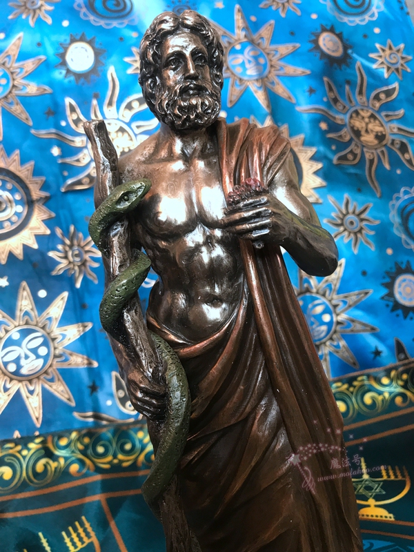 *进口阿斯克勒庇俄斯 希腊神医持有蛇缠绕铜像医生与医科人士礼物 图 1