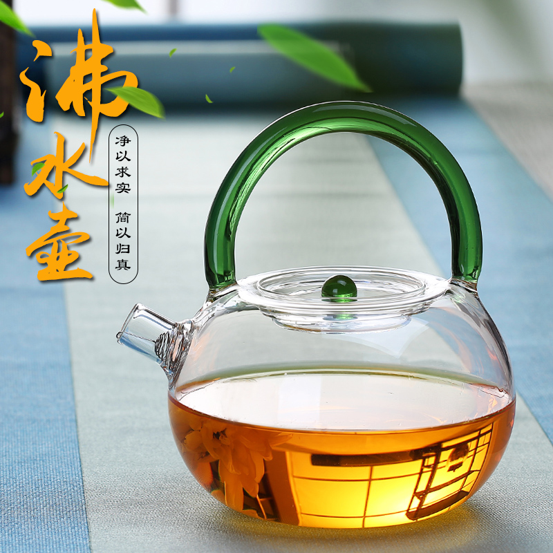 High-temperature-resistant glass Ti-beam pot home explosion-proof flame able to cook kettle black crystal furnace heated teapot thickened large number