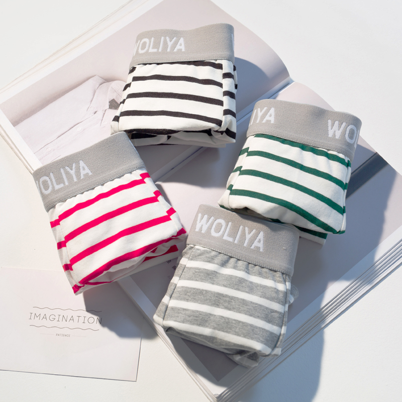 Striped men's underwear, men's boxers, cotton stripes, youth students, trendy personality, four corners, low waist, Korean version of shorts