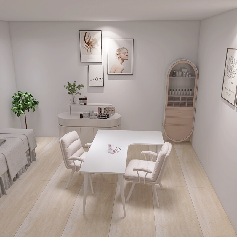Simple Corner Manicure Table, White Imitation Wood Single/Double Table and Chair Set, Designer Style Studio Manicure Table Simple Corner Manicure Table, White Imitation Wood Single/Double Table and Chair Set, Designer Style Studio Manicure Table