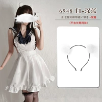 Белый+темно -синий [задний тупик на спине твидной юбки+т брюки]+белые обручи для волос