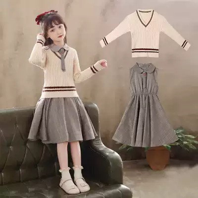 Korean girl dress 2021 new spring and autumn big children's princess dress spring children's children's clothing skirt western style spring dress