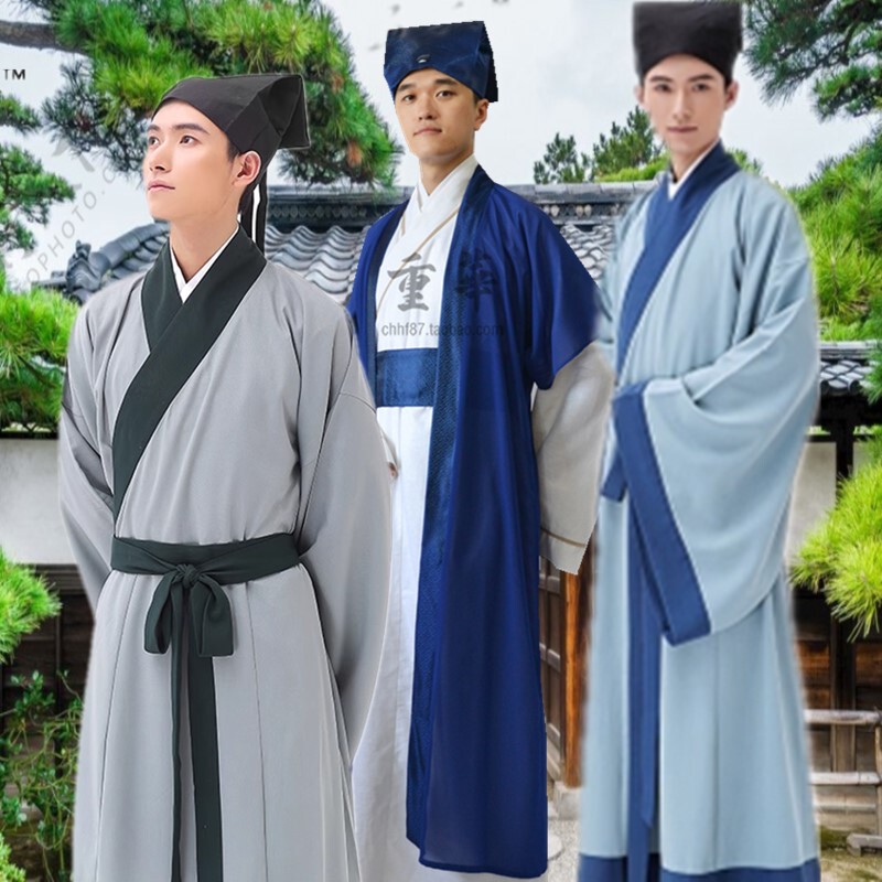 Ming and Song Dynasty Hanfu Style Clothing for the Character Fan Jin in the Drama about Him Passing the Imperial Examination, Long-Sleeved Robe for Male Poets and Scholars, Costume for Film and Drama Performances