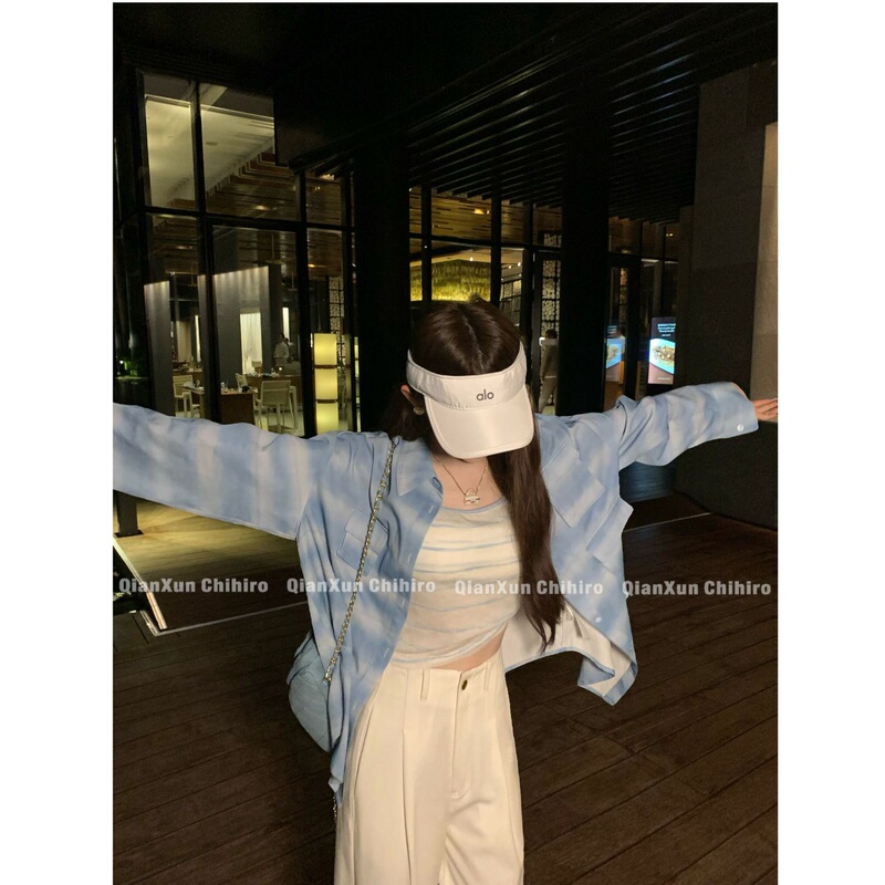 [Coastline] Shirt Pre-Order Qxc6Cs0403 Niche Long-Sleeve Fashion Casual Tie-Dye Gradient