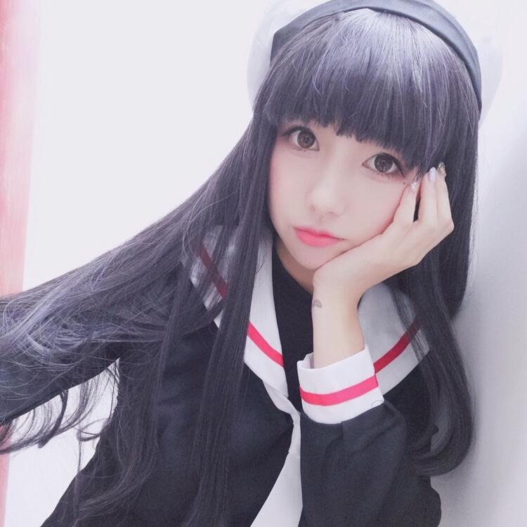 Natural Black Natural Long Straight Hair Men And Women Anime Cos