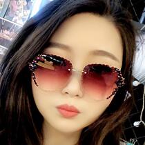 With drill sunglasses woman 2021 new display slim personality crystal No frame Anti-UV 100 lap net red ins sunglasses