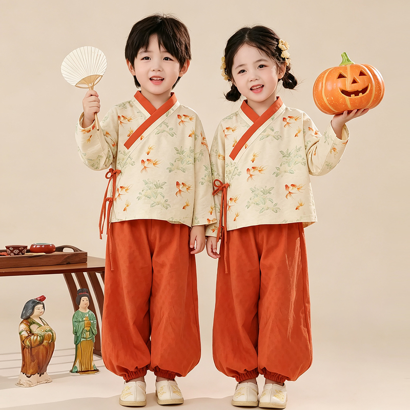 Mid-Autumn Festival Boys' Hanfu Spring and Autumn 2026 New Style Girls' Children's Autumn Ancient Style Ming-Style Cross-Collar Right-Breasted National Style Suit Mid-Autumn Festival Boys' Hanfu Spring and Autumn 2026 New Style Girls' Children's Autumn Ancient Style Ming-Style Cross-Collar Right-Breasted National Style Suit