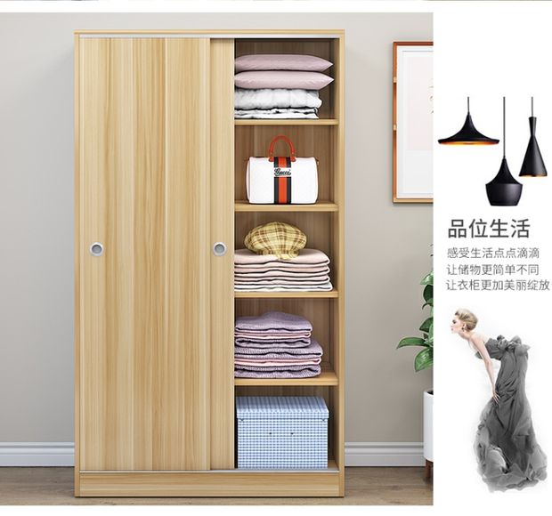 Đơn giản và tiết kiệm để thuê một cửa trượt tủ quần áo trượt cửa tủ quần áo lắp ráp đơn giản hiện đại của tấm gỗ phòng ngủ bằng gỗ - Buồng tủ gỗ 3 cánh