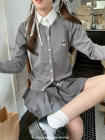 Осенний трикотажный свитер, белье для повседневной носки, кардиган, с медвежатами, с вышивкой