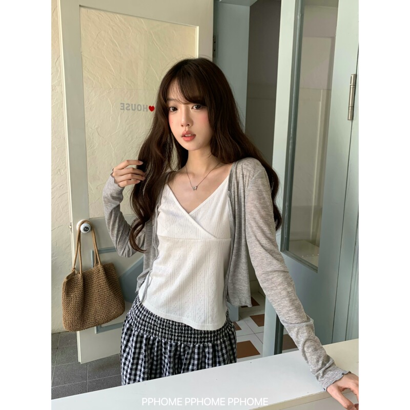 Pphome Homemade~ Ice Silk Cardigan, Knitted Sun Protection Thin Vest for Women, Summer Outerwear Air Conditioning Cover-Up Top Pphome Homemade~ Ice Silk Cardigan, Knitted Sun Protection Thin Vest for Women, Summer Outerwear Air Conditioning Cover-Up Top
