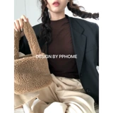 Ppphome Classic и срочная потребность ~ Слоистый маленький воротник, прямой плечо, стройный и универсальный вариант с длинными рукавами.