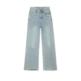 Штаны, джинсы, подходит для подростков, высокая талия, свободный прямой крой