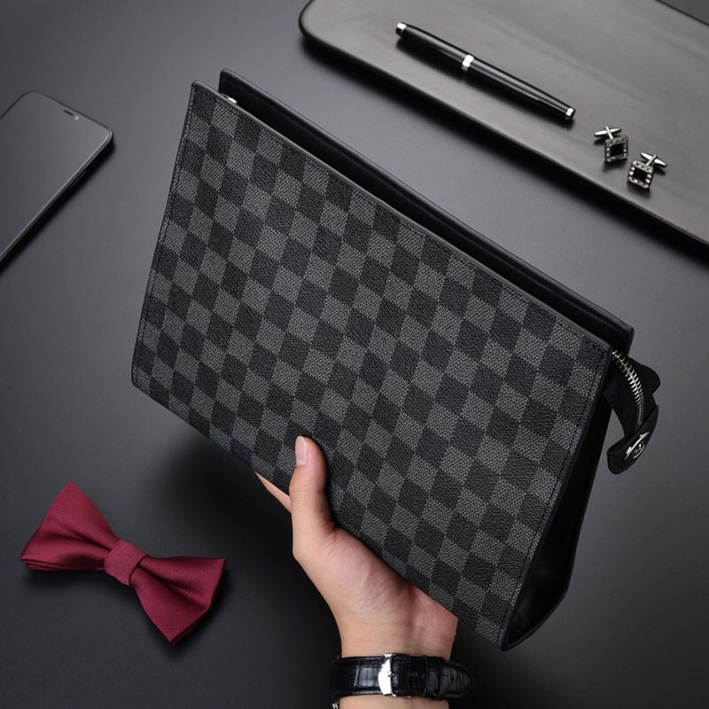 Trendy Brand Handbag, Men's Clutch Bag, Checkerboard Pattern, Fashionable Clutch Bag, Large Capacity Business Casual Handbag Trendy Brand Handbag, Men's Clutch Bag, Checkerboard Pattern, Fashionable Clutch Bag, Large Capacity Business Casual Handbag