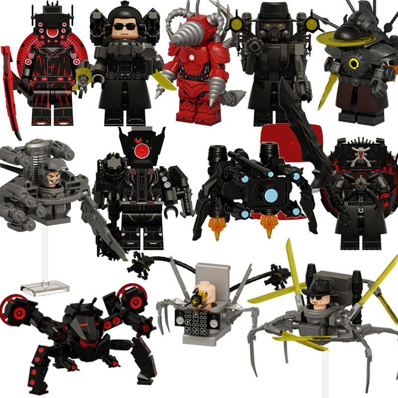 Titan Spider Monitor Man Audio Man Vs. Mj Toilet Hugo Commander Clock Drill Assembly Building Block Toy