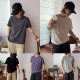 Iamstudio super slim machine washable basic right shoulder snowflake cotton solid color round neck T-shirt 3292