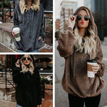 Long-sleeved hooded coat women sweater top пальто