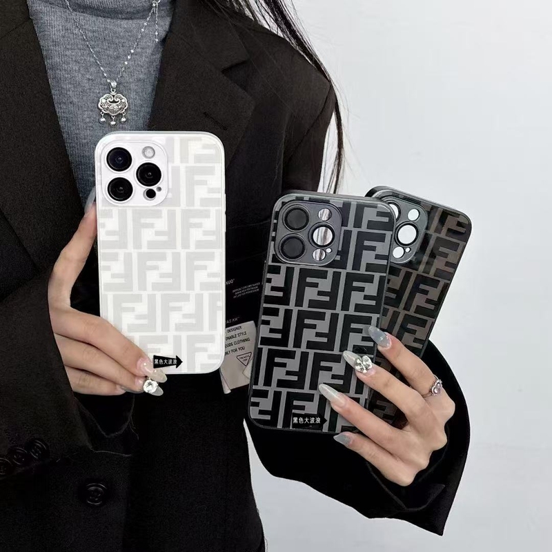 Trendy European and American Style Personalized Ff Phone Case for Apple 15 Pro Max, iPhone 16 Plus Glass Case, 12 Pro Full Coverage with Lens Film, 11 Fashionable Internet Celebrity Style for Women, 13 Big Brand, 14 Pro Couple Style