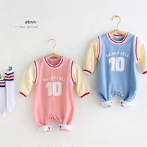 Baby clothes autumn clothes Korean version of infants and women Baby College style uniform ha clothes fake two pieces of cotton one piece