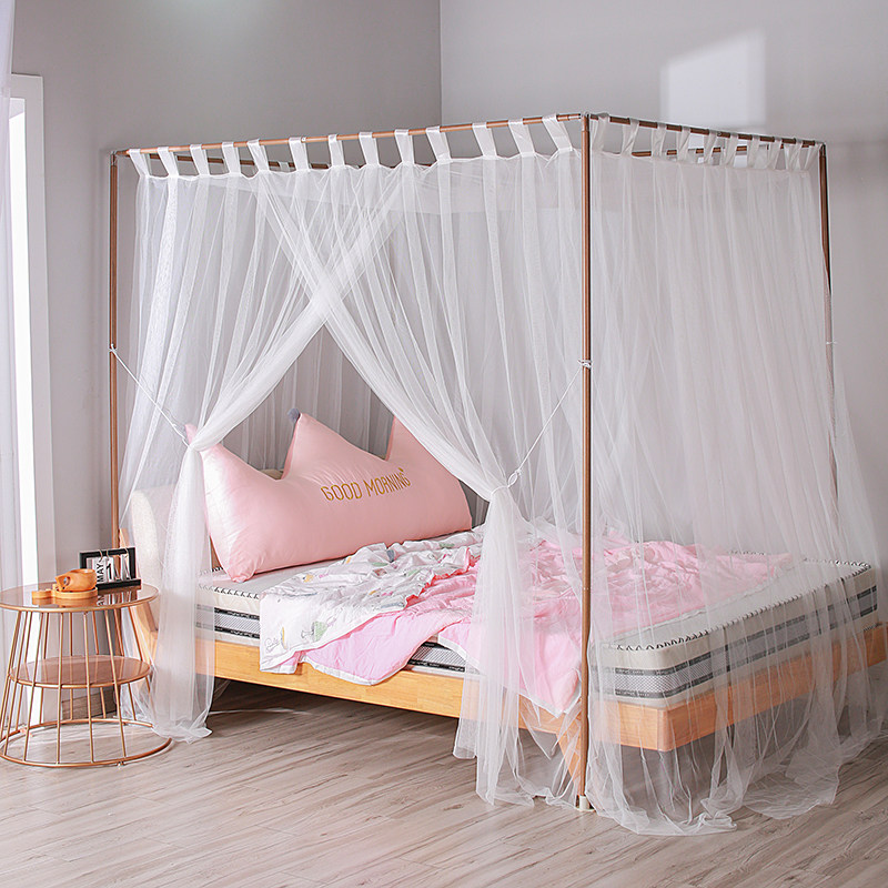 Custom old-fashioned pole-wearing princess wind palace mosquito net household 1 8m bed 1 5 m 1 2 3 door bracket pattern 1 meter