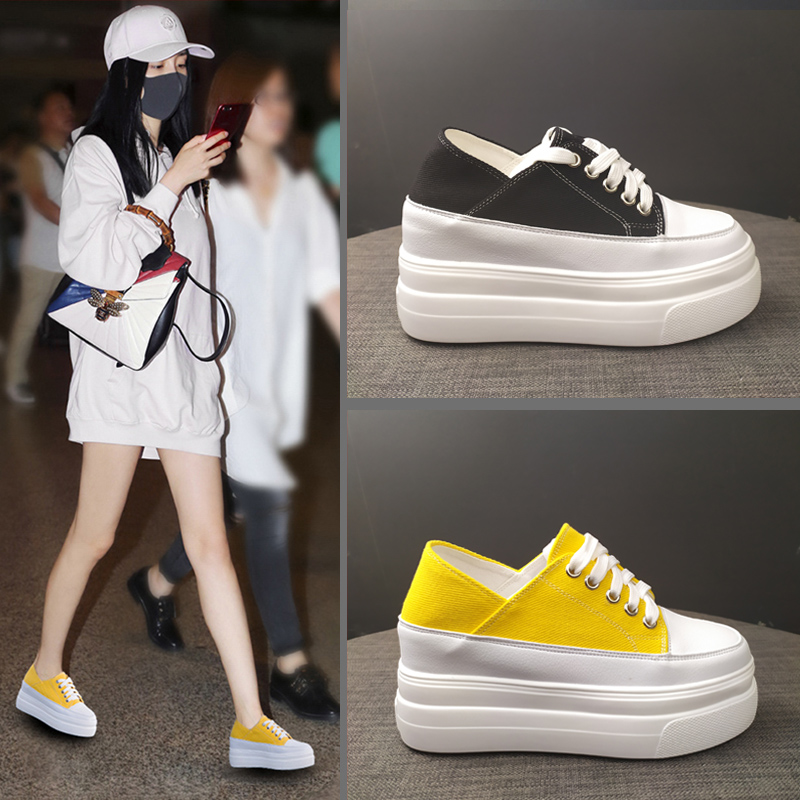 Tide Cards Little White Shoes Women Super Thick Bottom 2022 Spring Summer New 100 Hitch Height swarm Shoes Women High Heel Sails Shoes