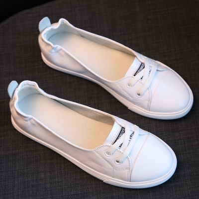 Hong Kong IT Chauder Genuine Leather Shallow one Foot Pedal Small White Shoes Woman 2022 Summer New 100 hitch Flat bottom Korean version Pack Shoe