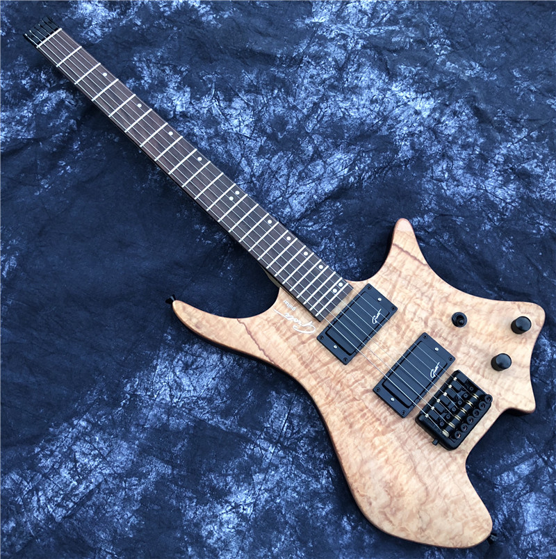 Grote factory direct acacia wood wood color headless solid wood electric guitar closed pickup foreign trade tail list