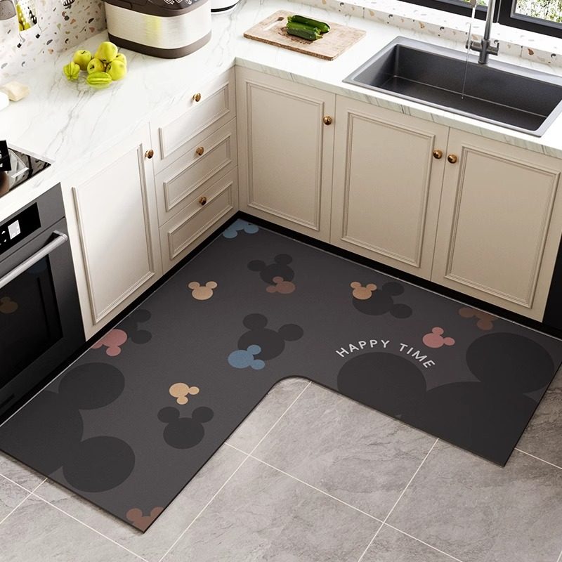 2026 new kitchen floor mat absorbent L-shaped carpet