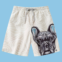 Couple beach pants mens quick-dry pants Tide brand dog print plus size seaside surfing vacation five-point swimming pants shorts women
