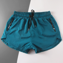 Quick-drying loose beach pants mens Tide brand solid color three-point flat corner lined swimming trunks hot spring anti-embarrassing water park