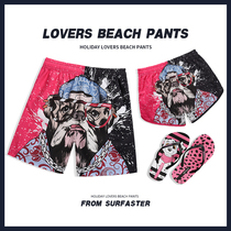 Couple beach pants mens tide card cartoon Sao Qi quick dry loose size big pants big shorts five points seaside holiday