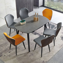 Italian minimalist retractable folding rock slab round dining table and chair combination modern simple household small apartment type solid wood table