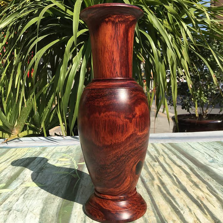 Red rose branch vase Myanmar mahogany dry vase old material landscape pattern boutique living room collection desktop decoration crafts