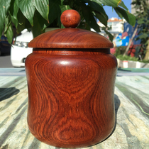 Mahogany tea jar Burmese Rosewood storage storage candy jar big fruit red sandalwood decoration General can real shot